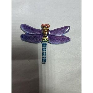 Vintage Tin Purple Dragonfly Brooch Jewelry Fashion Costume Bug